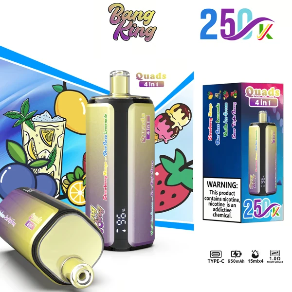 VAPSOLO-BANG KING 250 000 Potahů Quads 4v1 Příchutě​