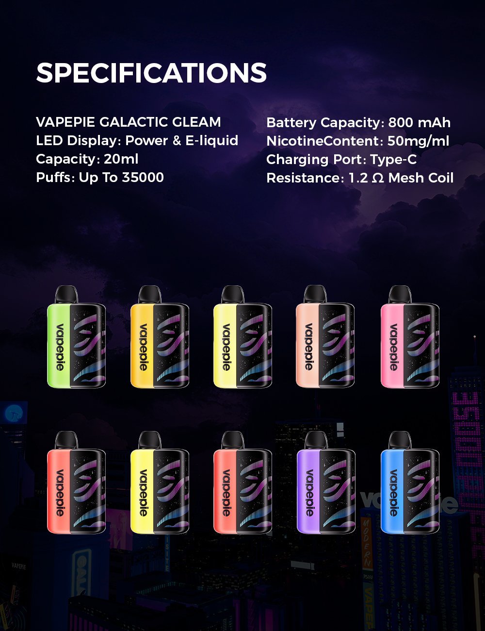 VAPEPIE GALACTIC GLEAM 35000 PUFFS