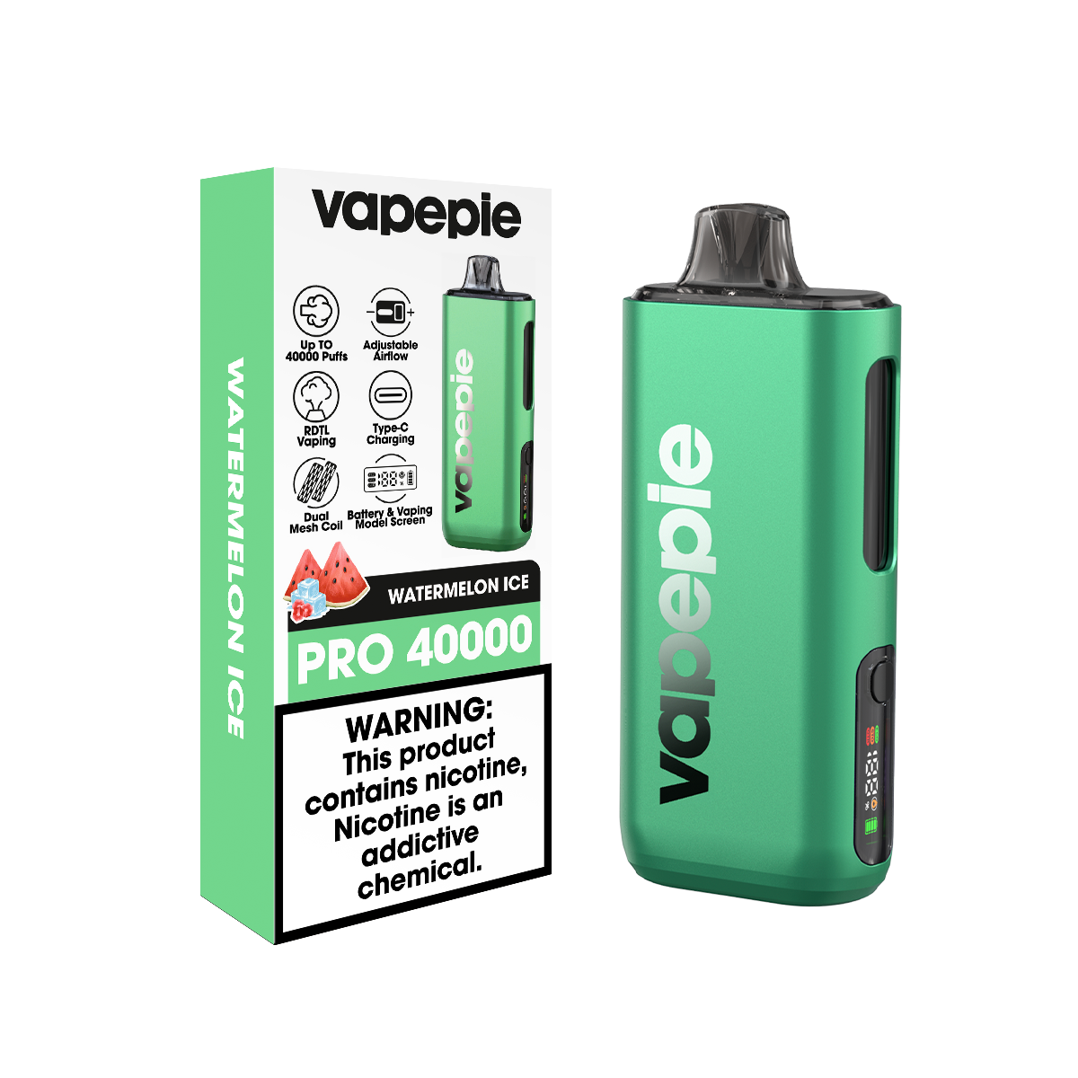 Pastèque Glacée | PRO | Cigarette électronique jetable rechargeable – 40 000 bouffées