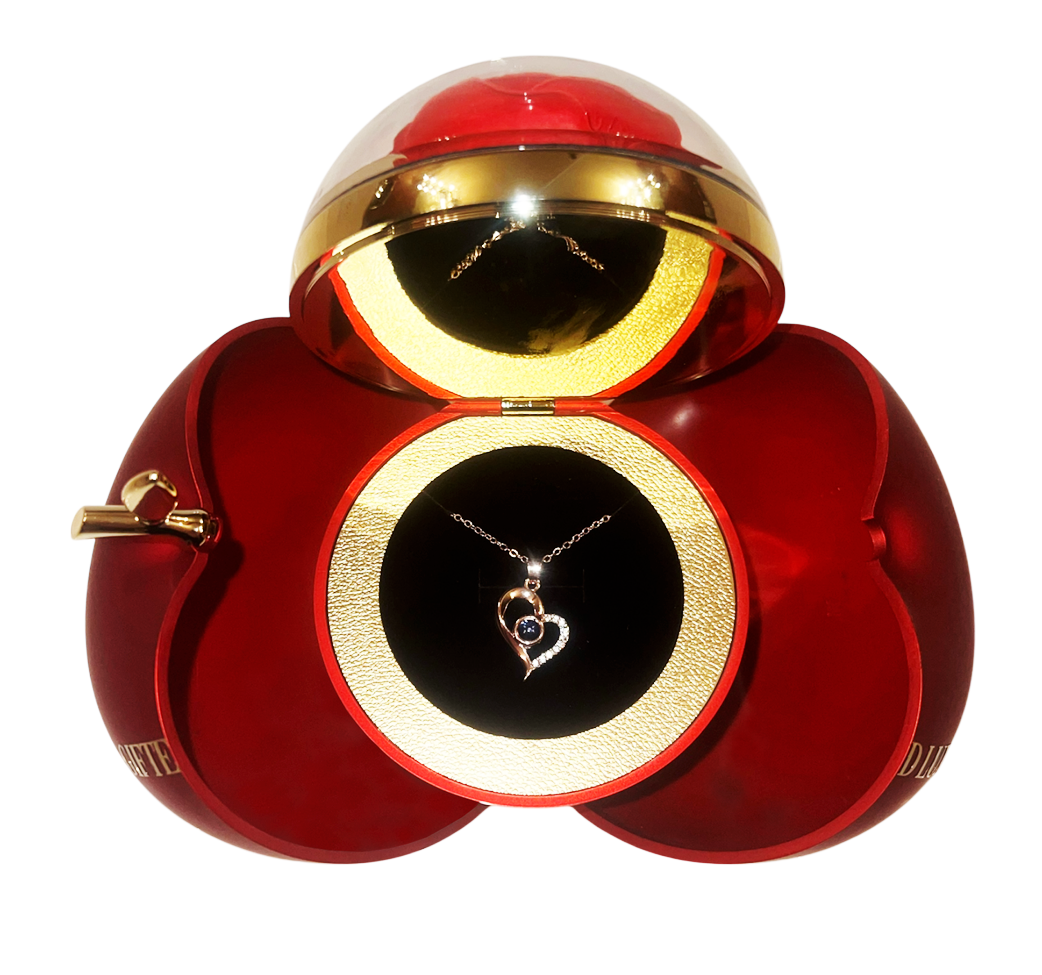 Luxury Rose & Apple Dual-Open Jewelry Gift Box