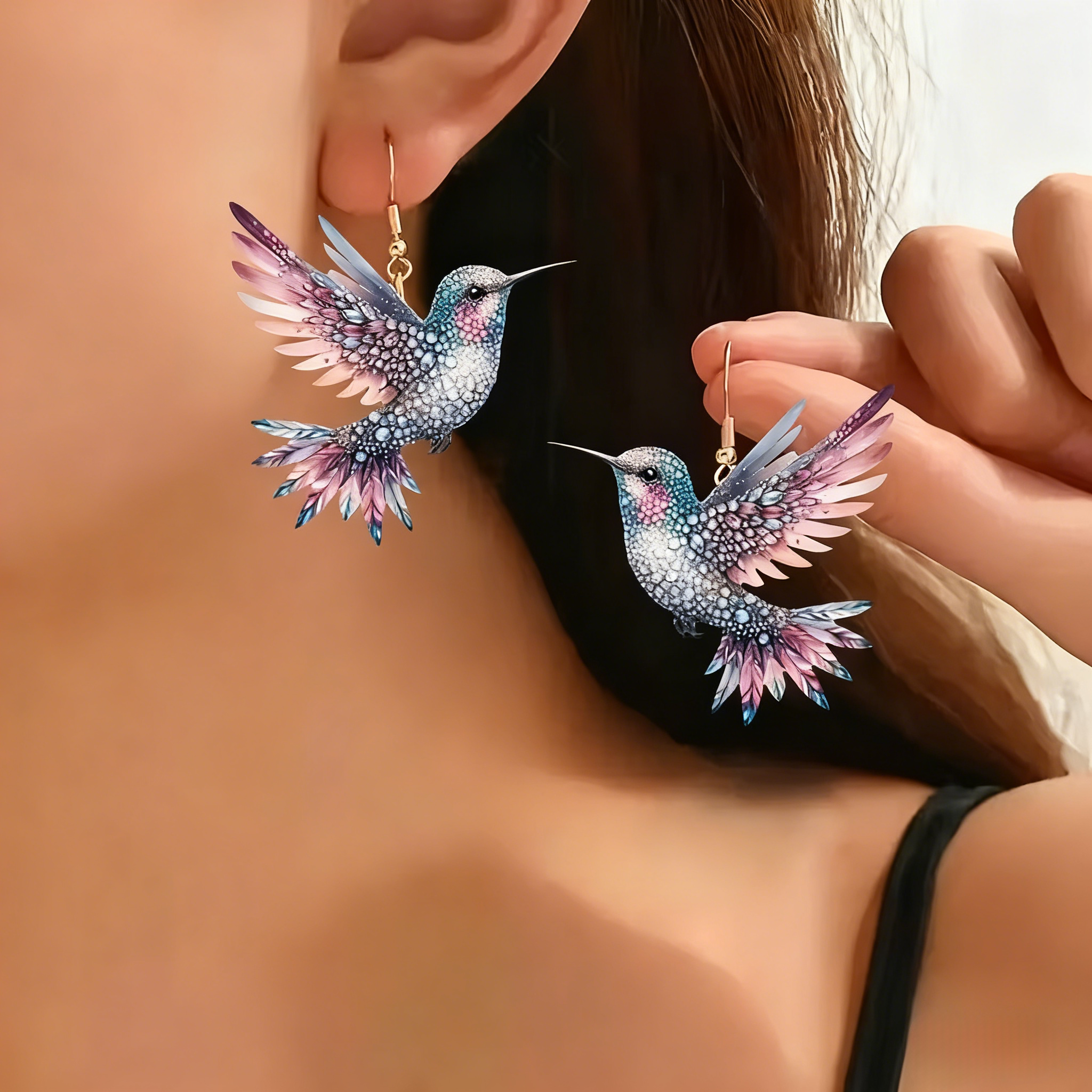 🕊️🌸 Celestial Hummingbird Earrings