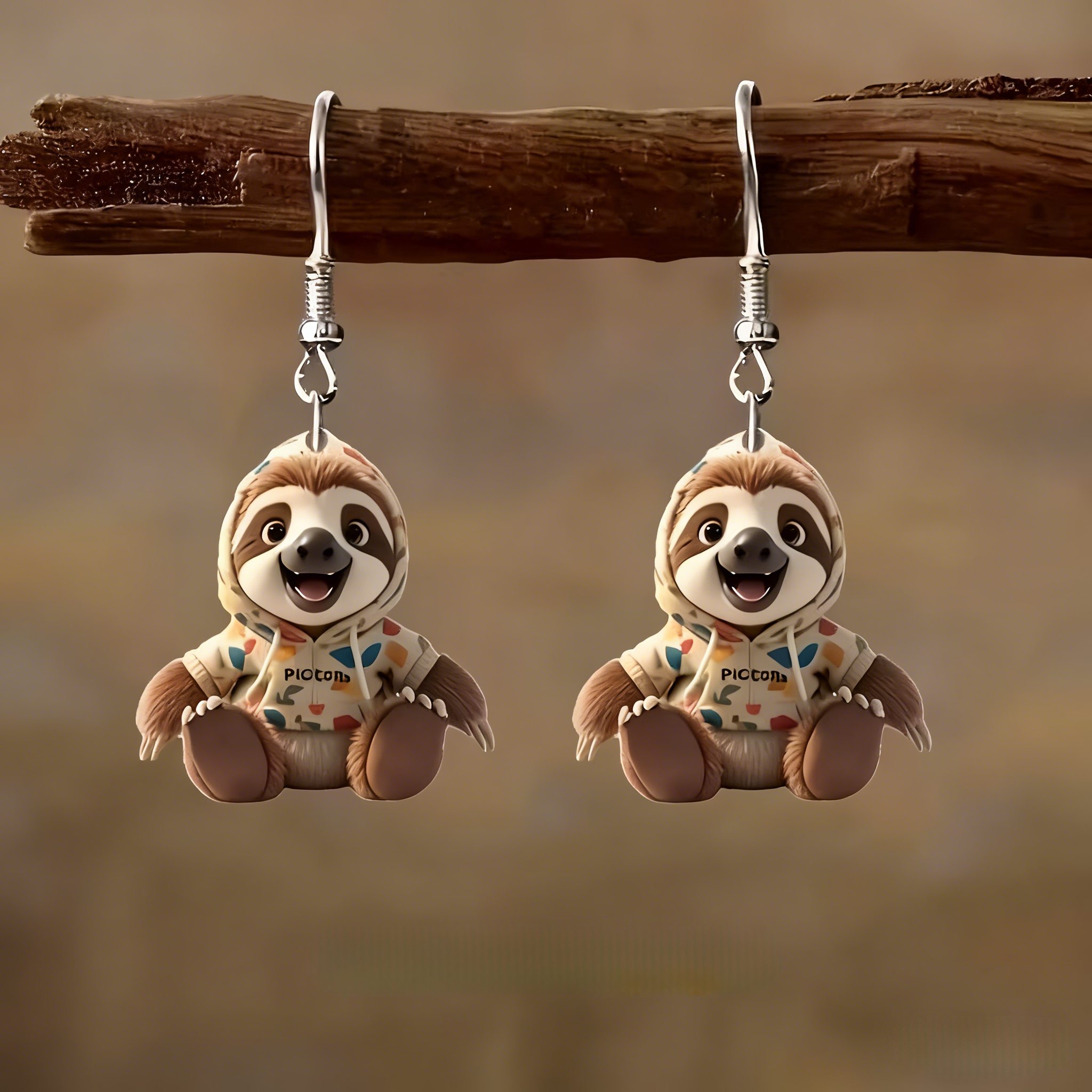 🦥🌿 Sleepy Sloth Hoodie Earrings