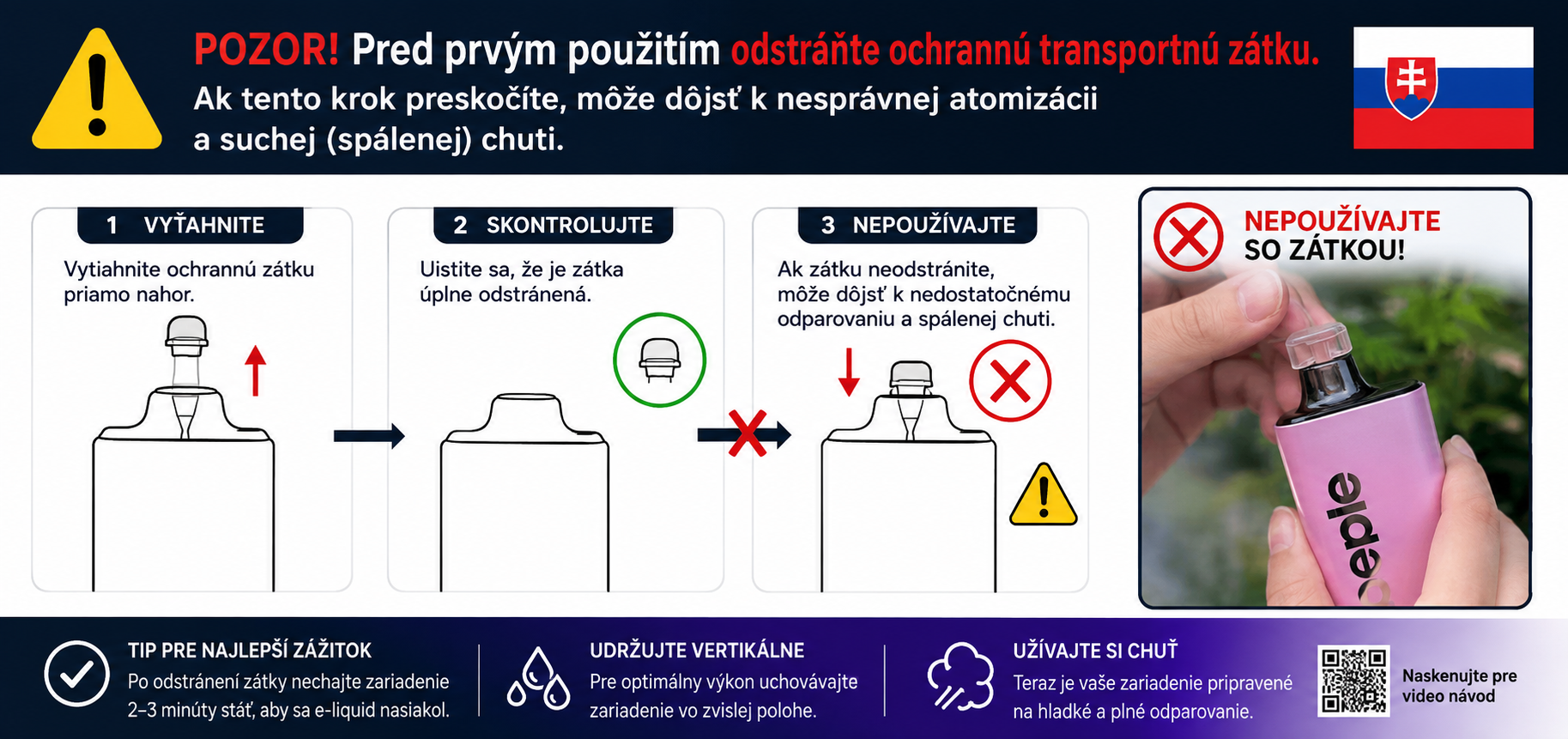 Upozornenie na spr&aacute;vne odstr&aacute;nenie z&aacute;tky n&aacute;ustku VAPEPIE