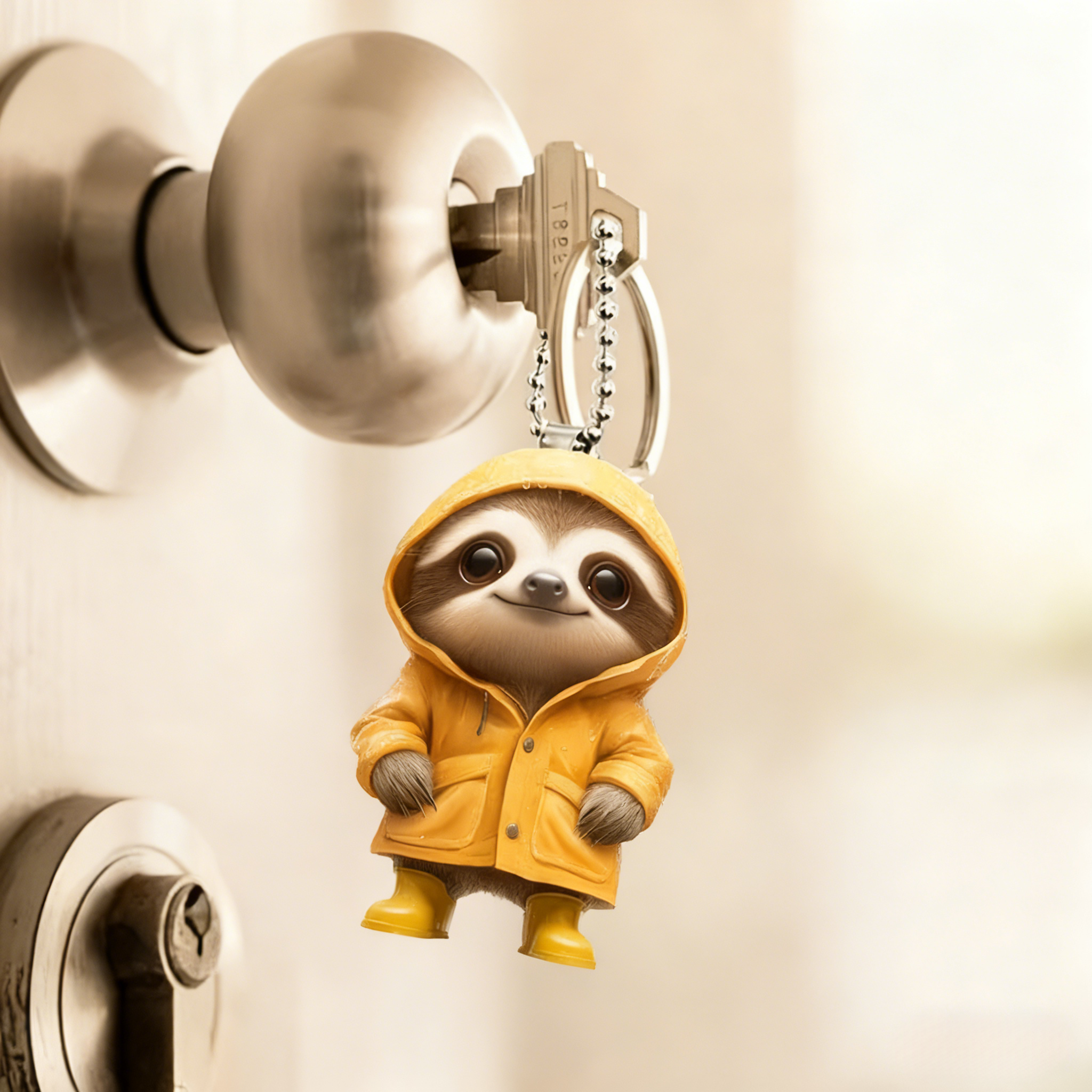 🦥💛 Adorable Sloth in Raincoat Pendant Ornament