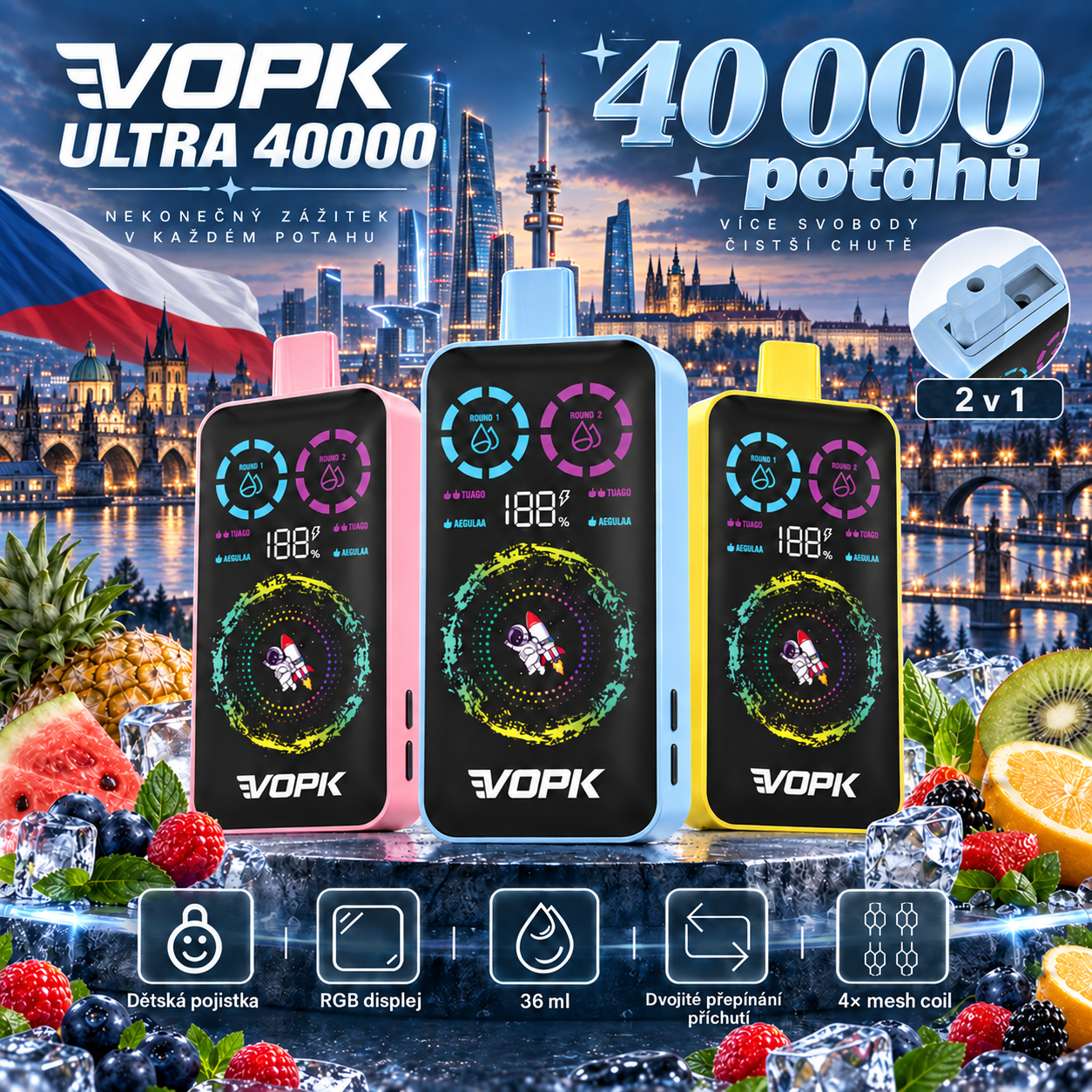 VOPK ULTRA 40 000 potahů – příchutě 2v1 | 2 %