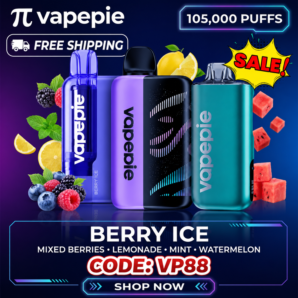 【Affordable 3-pack - 30,000+35,000+40,000 puffs】 VAPEPIE 105000 Puffs Max Cloud Max Run Disposable Vape