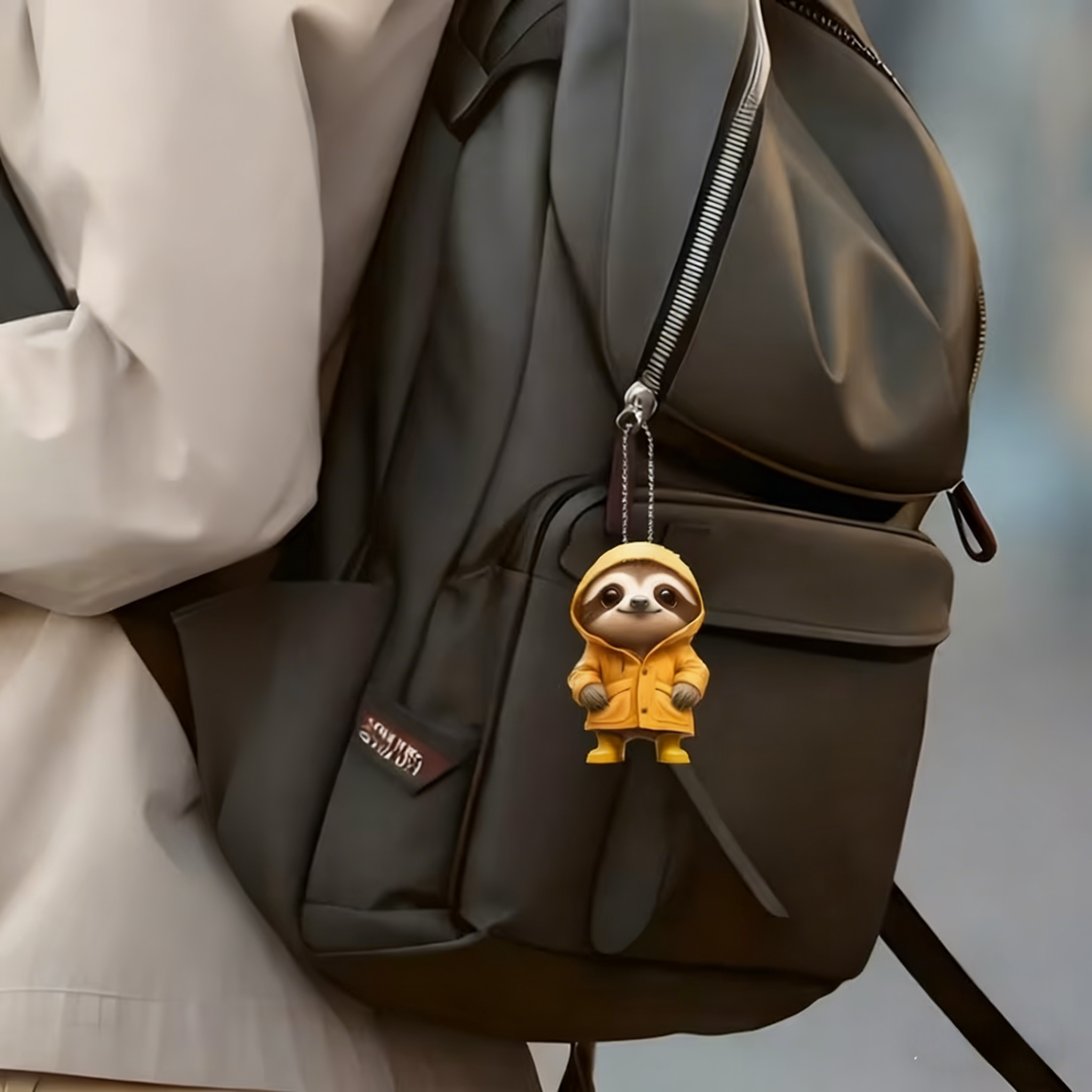 🦥💛 Adorable Sloth in Raincoat Pendant Ornament