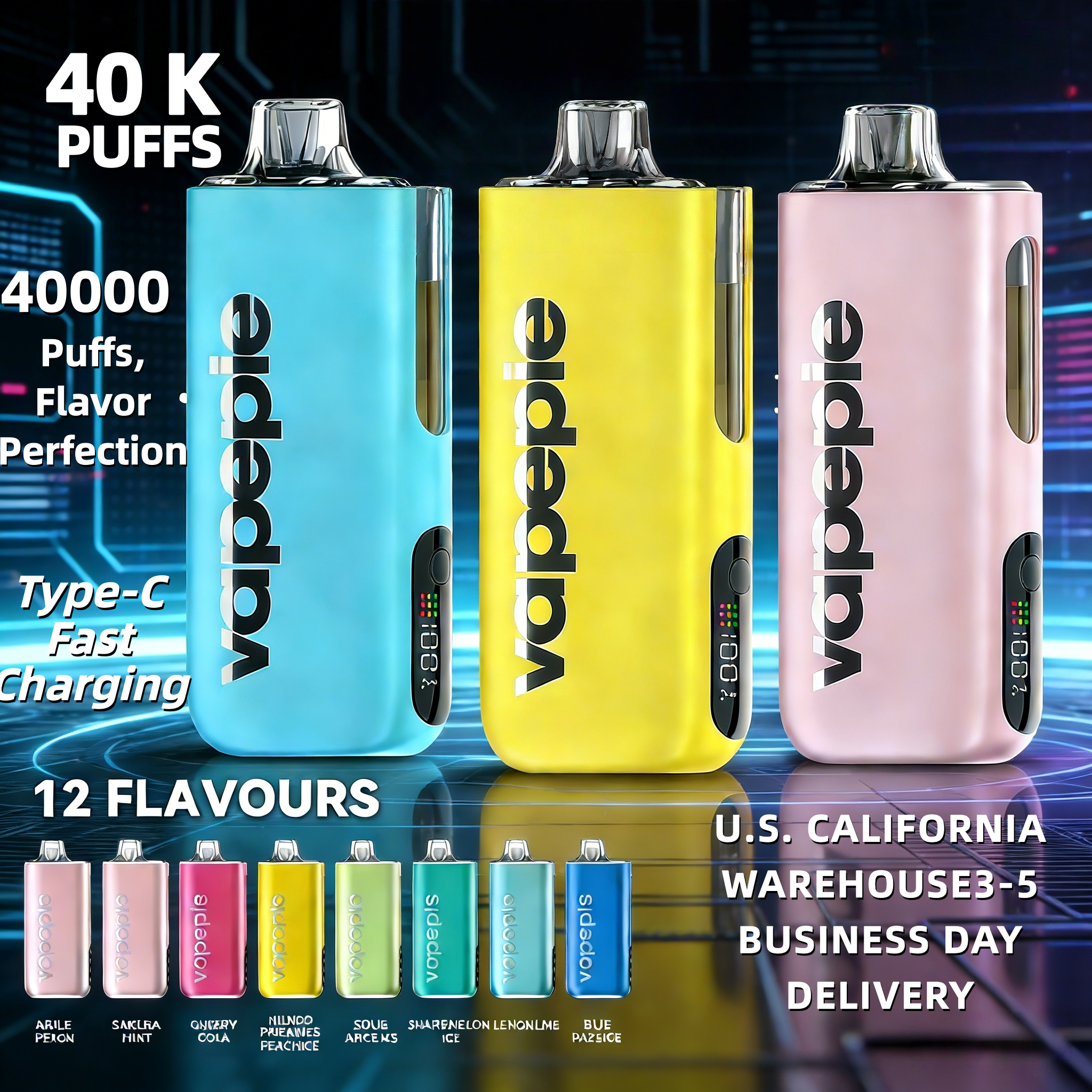 VAPEPIE Max 40000 PUFFS High-Capacity Vape 15 Awesome Flavors