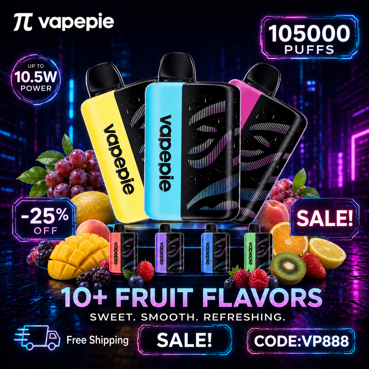 [Affordable 3-pack - 35,000 puffs-40,000 puffs-70,000 puffs] VAPEPIE 145000 Puffs Max Cloud Max Run Disposable Vape
