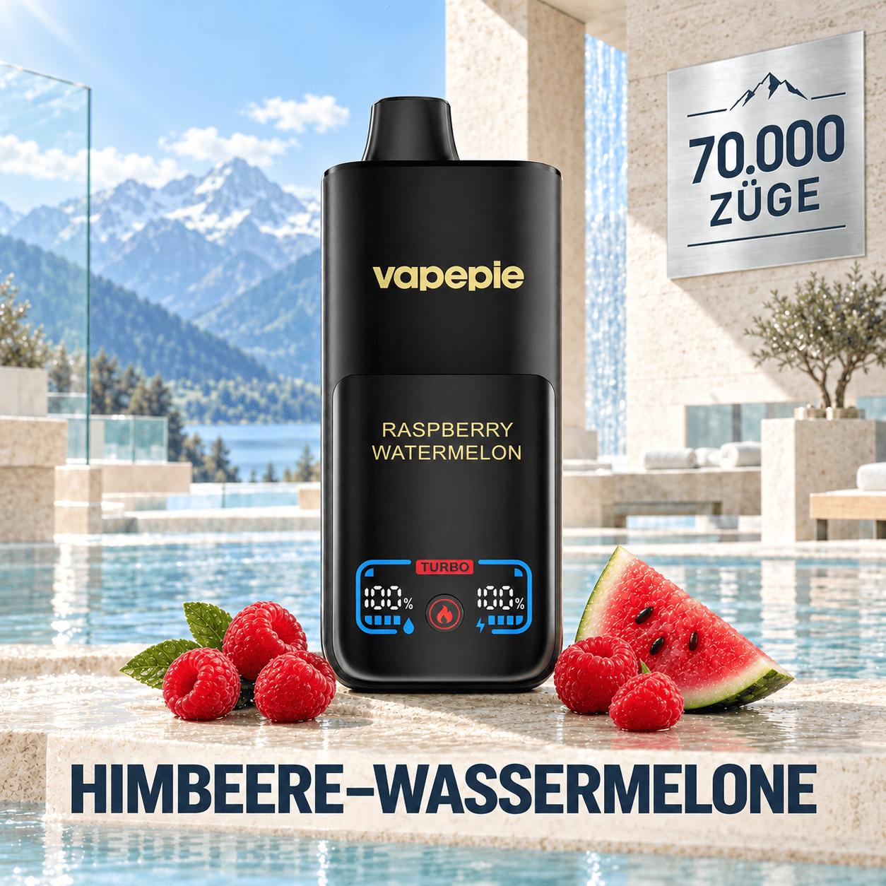 Vapepie Mega 70 000 Züge – wiederaufladbare elektronische Zigarette, verfügbar und speicherbar