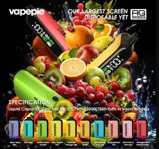 🔥Árcsökkentés szerdán Tagnap -500Ft🔥VAPEPIE AG 15000 PUFFS-Hűs élmény, erőteljes slukkokkal