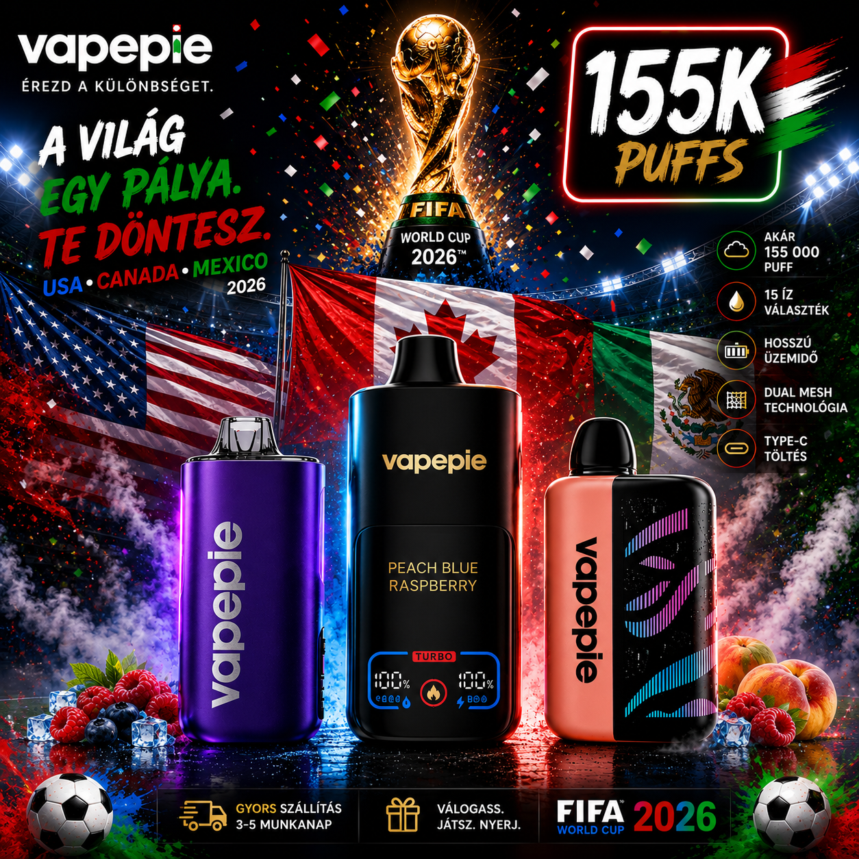 🎁 Top Csomag (3 db) · 155 000 puffs · Új Kollekció 2026 ✨
