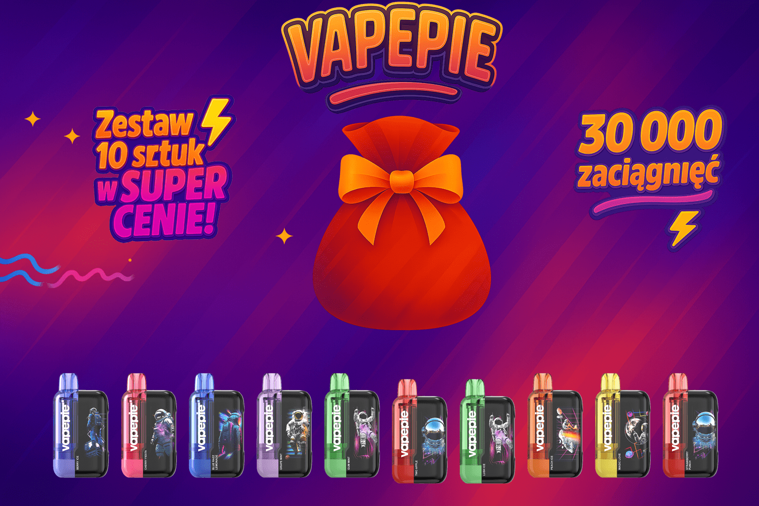Zestaw 10 sztuk w SUPER CENIE!-VAPEPIE Ultra Phantom 30000 WAYS x TK