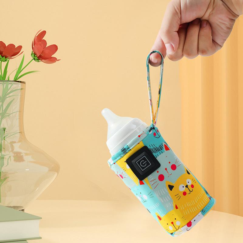 Portable Heated Bottle Warmer for Babies - Fast, Safe & Adorable Cat Print | Must-Have for Parents!