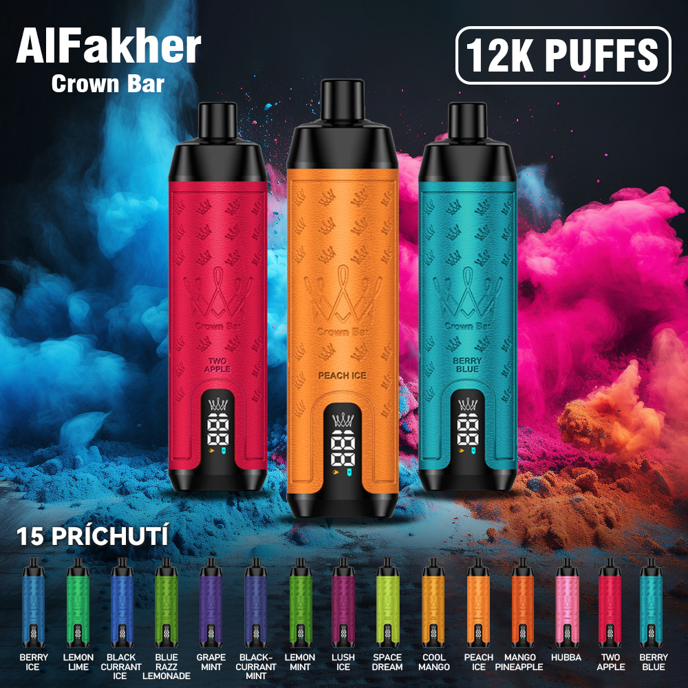 💥Akcia 1+1 ZADARMO!🔥AlFAKHER 12000 Potiahnutí (slukov) Crown Bar - 15 příchutí
