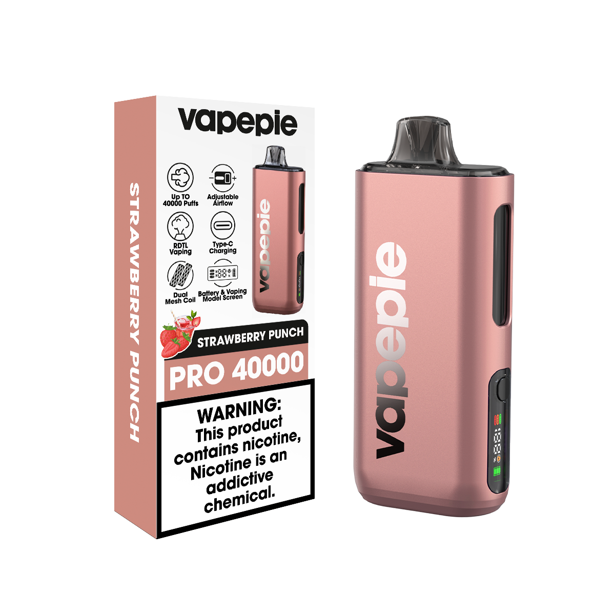 Punch à la Fraise | PRO | Cigarette électronique jetable rechargeable – 40 000 bouffées