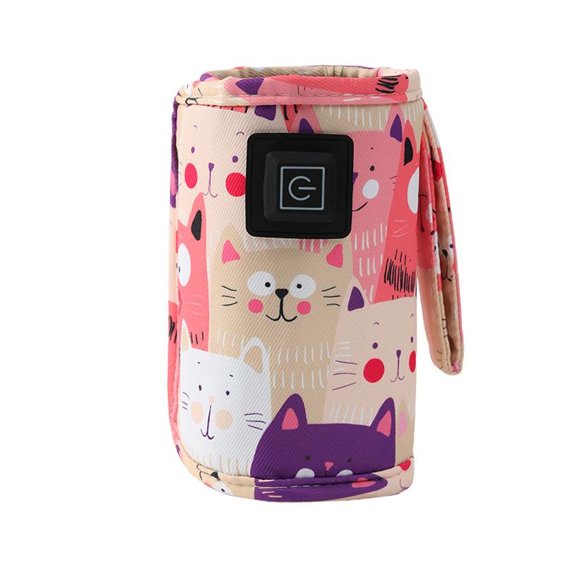 Portable Heated Bottle Warmer for Babies - Fast, Safe & Adorable Cat Print | Must-Have for Parents!