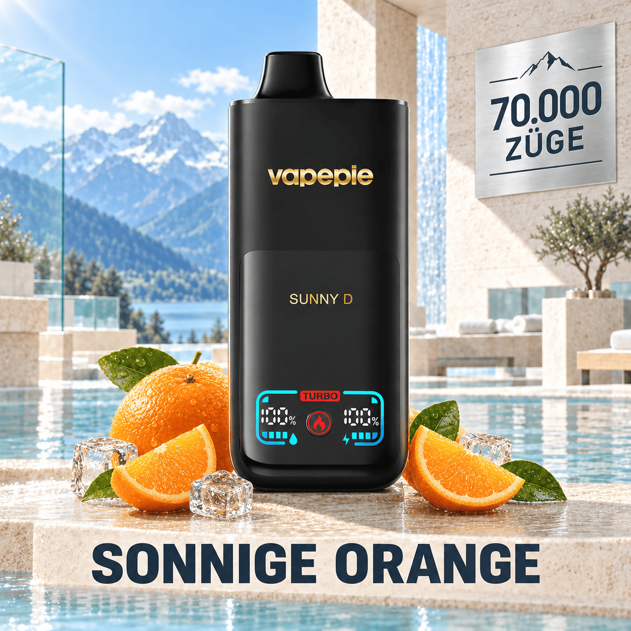 Vapepie Mega 70 000 Züge – wiederaufladbare elektronische Zigarette, verfügbar und speicherbar