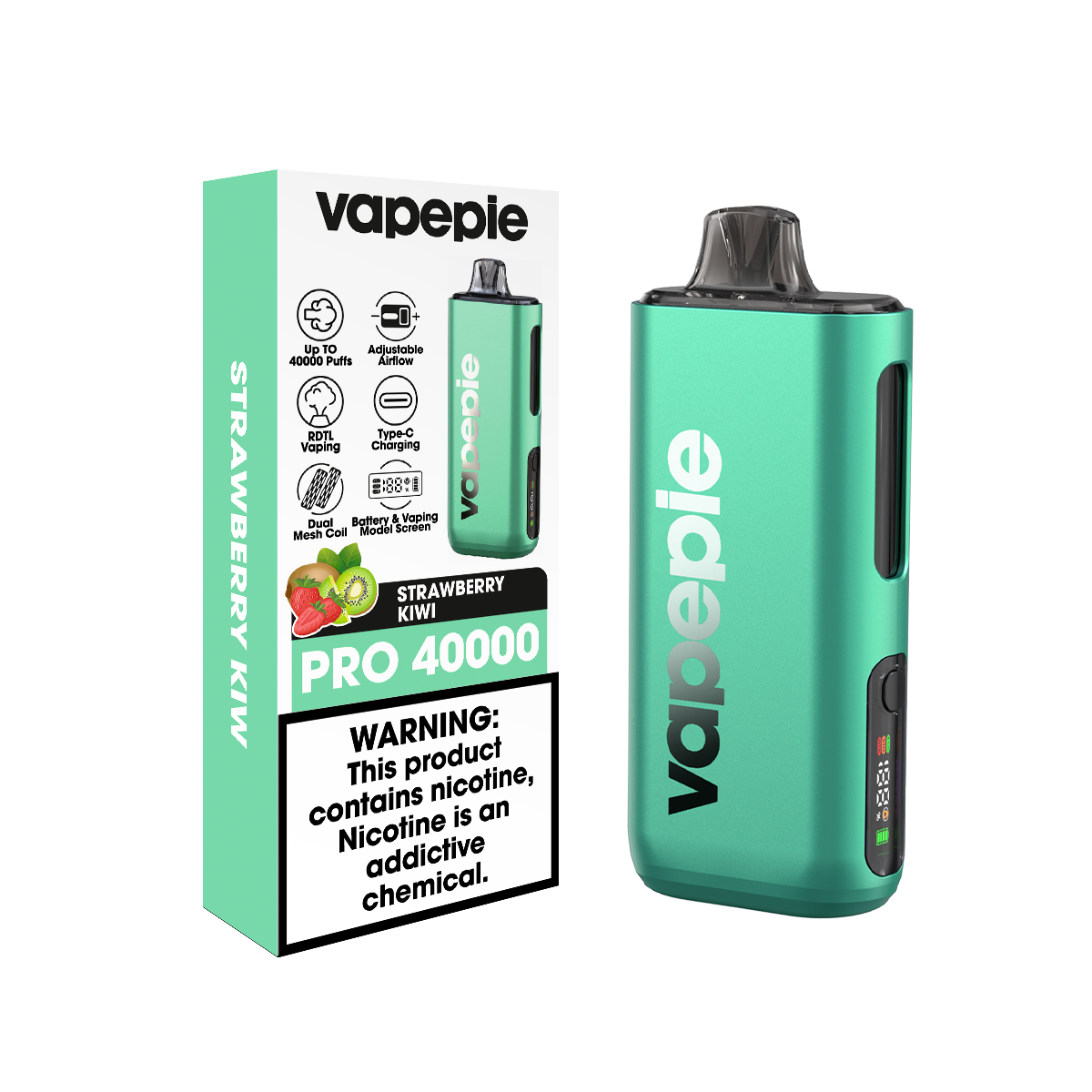 Fraise Kiwi | PRO | Cigarette électronique jetable rechargeable – 40 000 bouffées