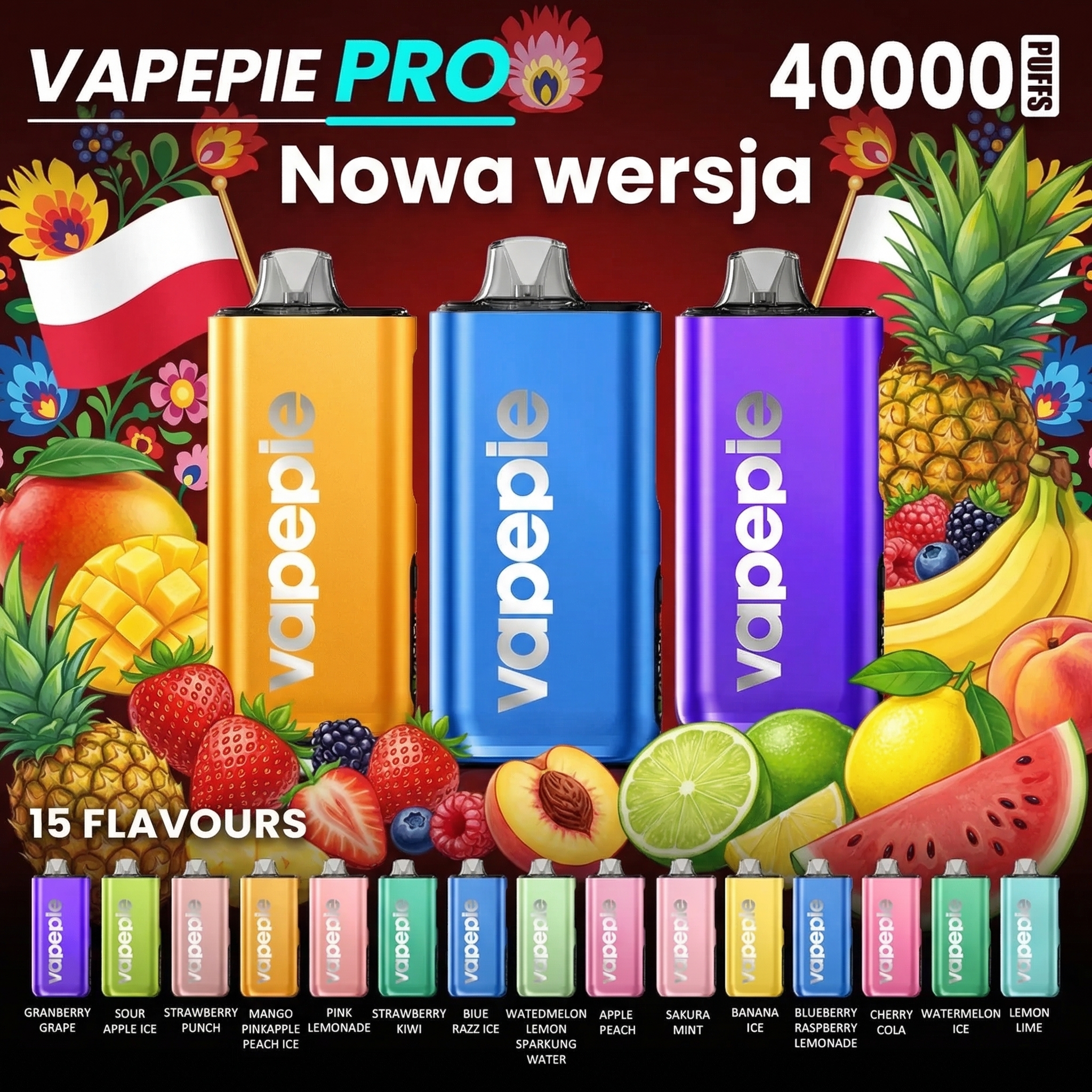 VAPEPIE Max 40000 PRO – Vylepšená jednorázová e-cigareta s väčšou kapacitou a silikónovým náustkom
