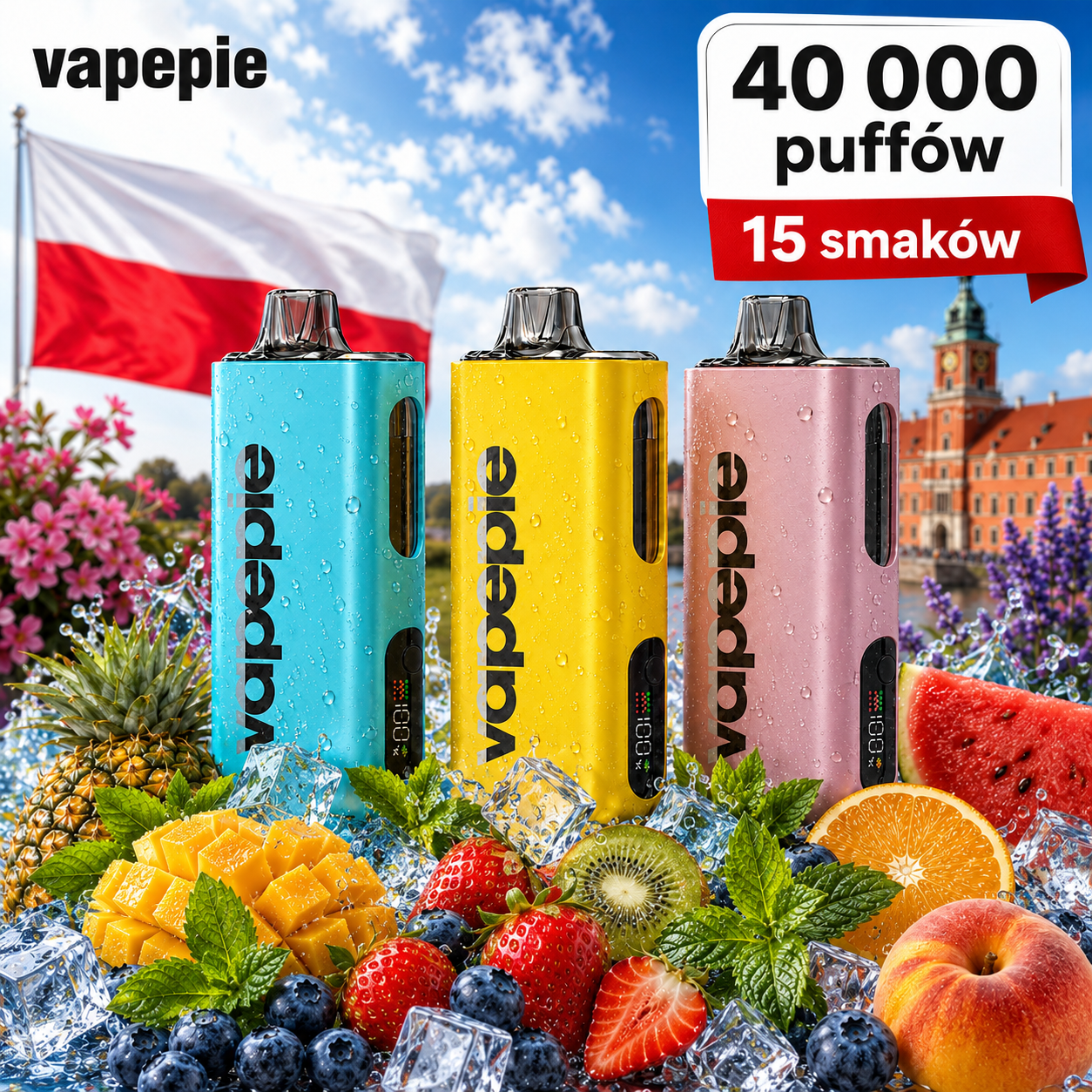 ⭐⭐⭐⭐VAPEPIE Max 40000 Puffów - 💥Pierwszy na świecie ultracienki Vape o dużej pojemności💥