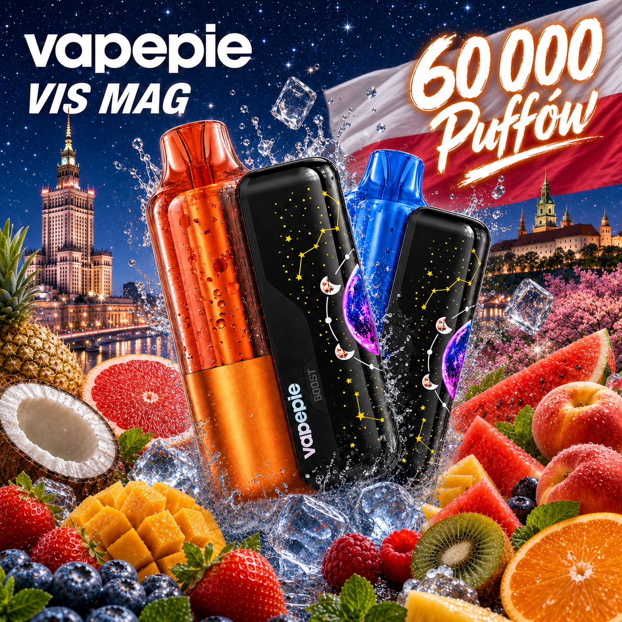 ⭐⭐⭐⭐⭐VAPEPIE VIS MAG 60 000 Puffów —🔋Urządzenie (bateria) + 💧Wkład (e-liquid)