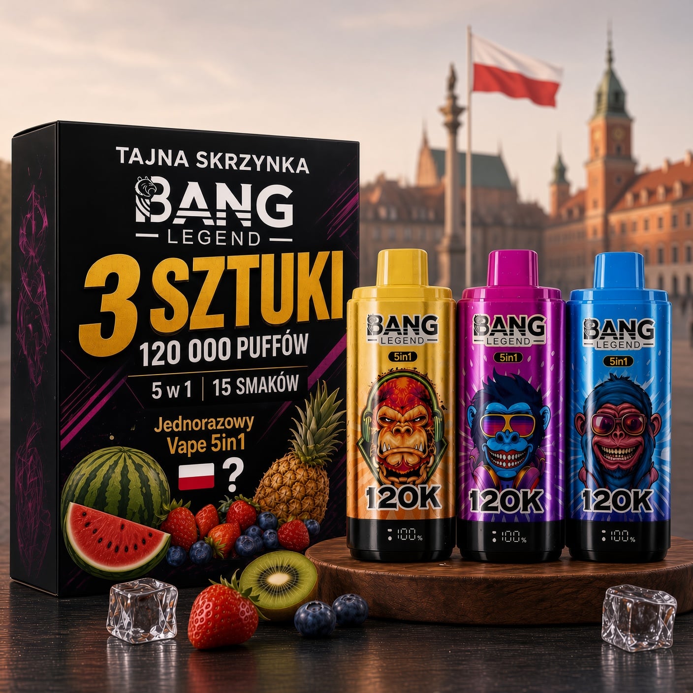💥3-częściowy Pudełko Niespodzianka – Bang Legend vape 120 000 Puffów