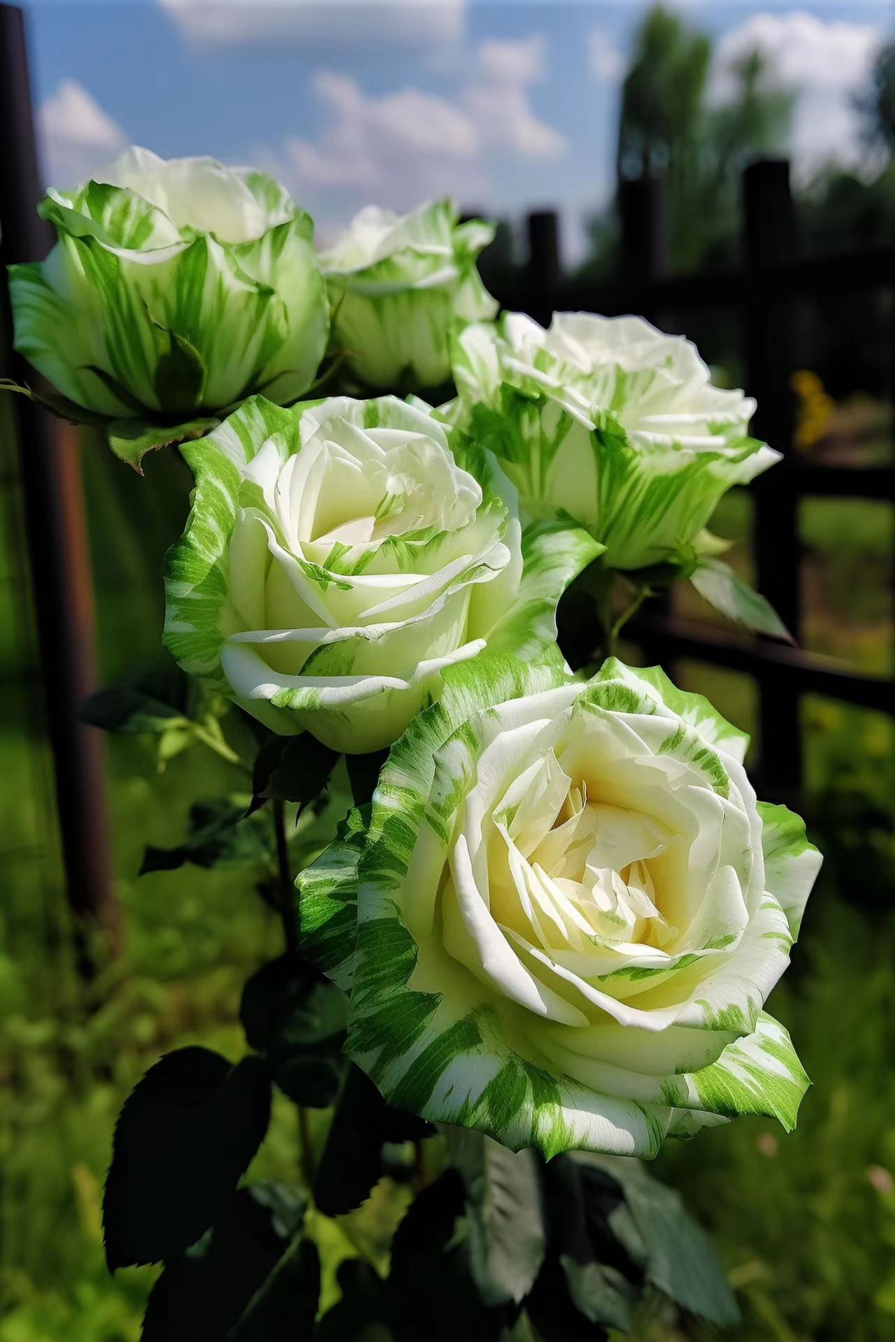 Rare White and Green Twin Rose
