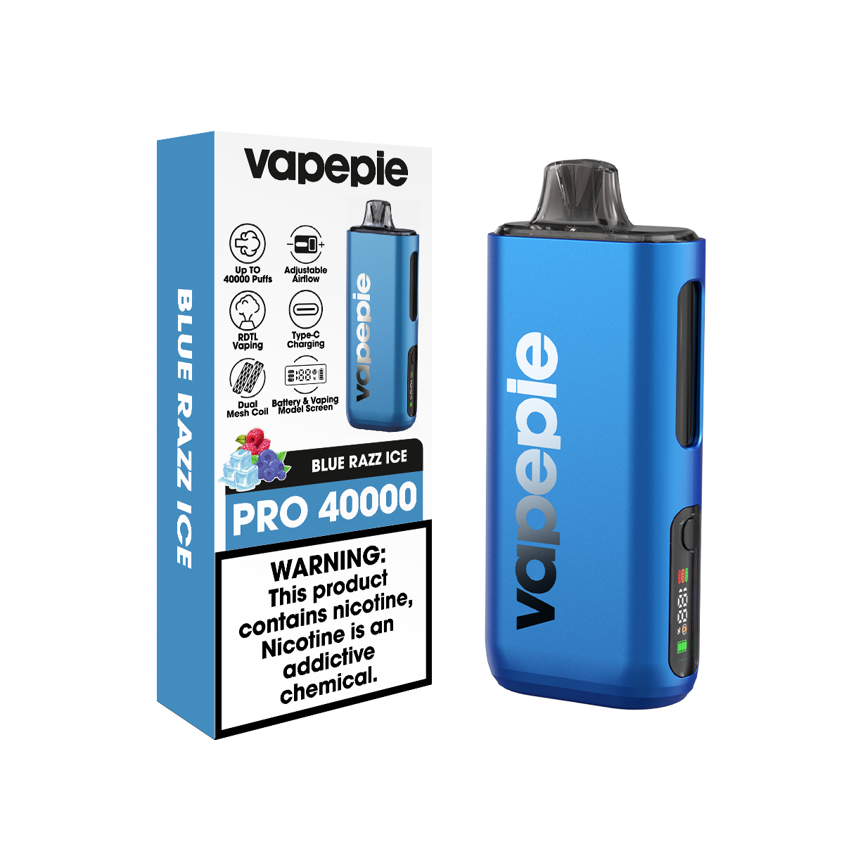 Framboise Bleue Glacée | PRO | Cigarette électronique jetable rechargeable – 40 000 bouffées