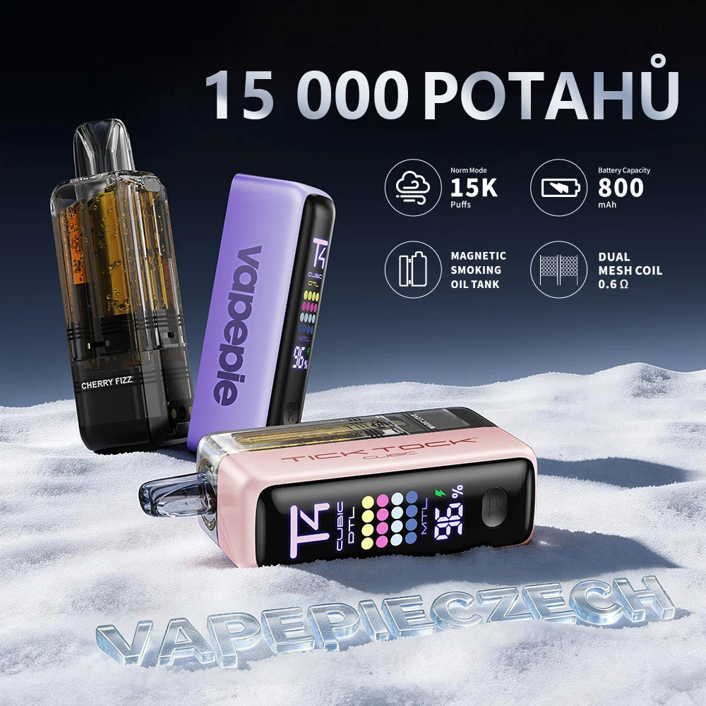 ⭐ Vapepie Ultra X 15000 PUFFS – Tick Tock Kolekce s Výměnnou Kazetou