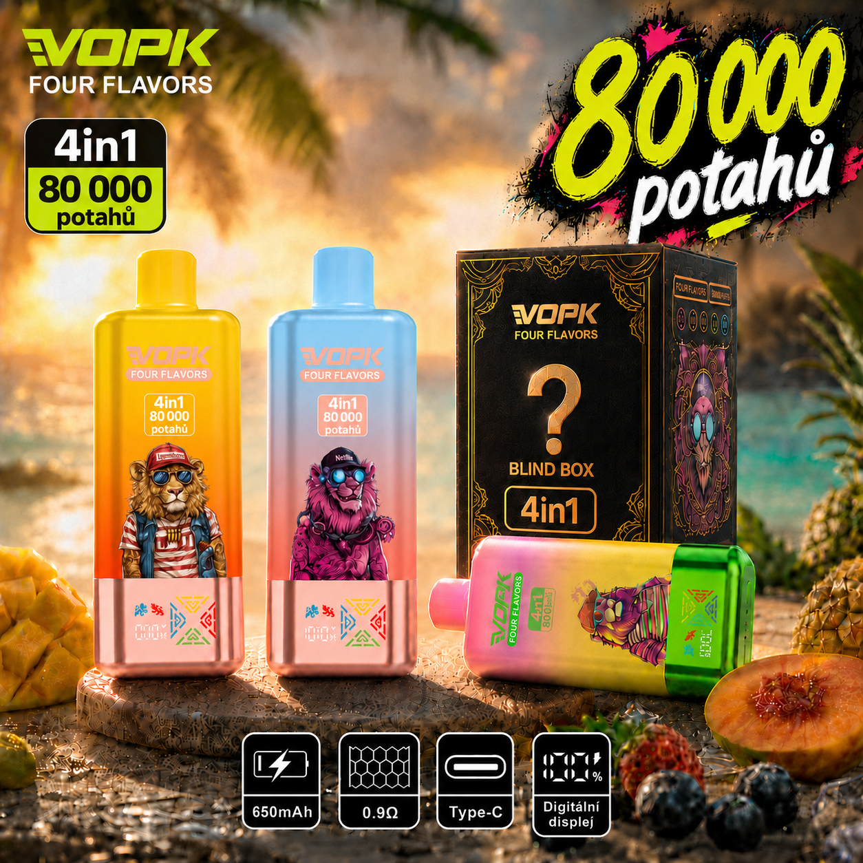 VOPK 80 000 potahů – 4 příchutě v jednom zařízení | Nejlepší poměr cena/výkon