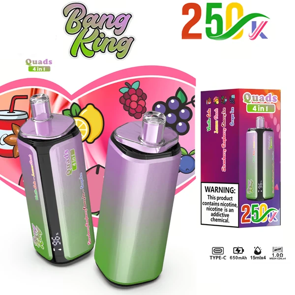 VAPSOLO-BANG KING 250 000 Potahů Quads 4v1 Příchutě​