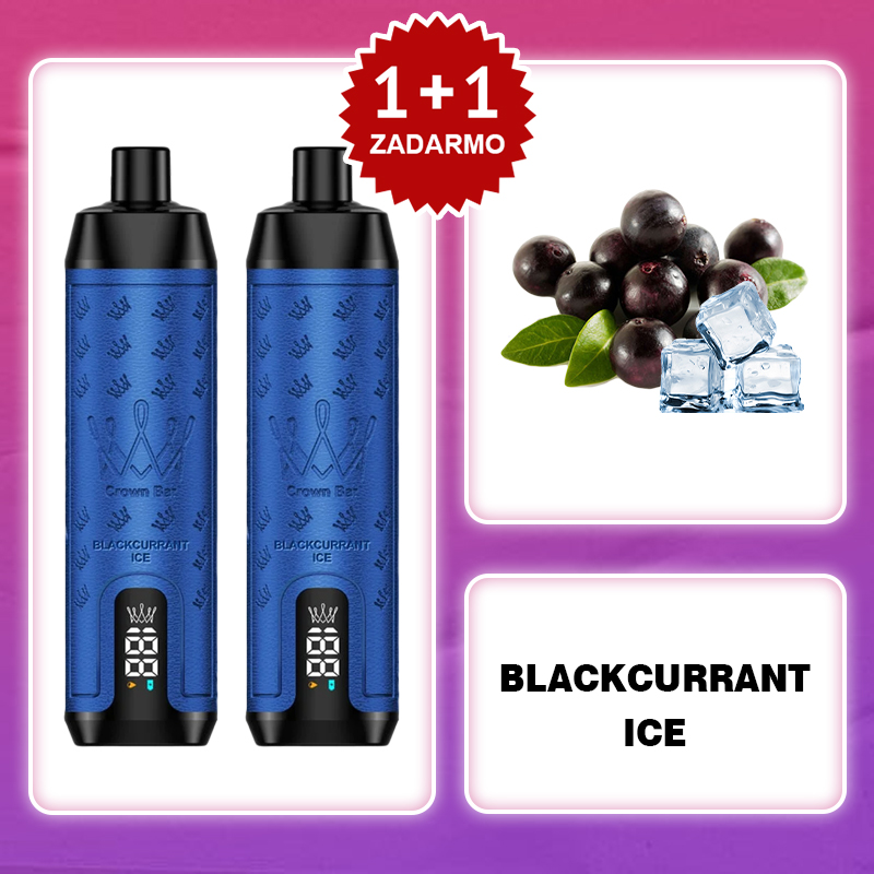 💥Akcia 1+1 ZADARMO!🔥AL FAKHER 12000 PUFFS Crown Bar - ČERNÝ RYBÍZ S MÁTOVOU PŘÍCHUTÍ