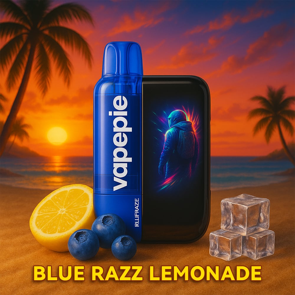 Kék málnás limonádé🔥Vapepie Ultra Phantom 30000 Szívás - Tick Tock Limitált LED Éjfény-Edition