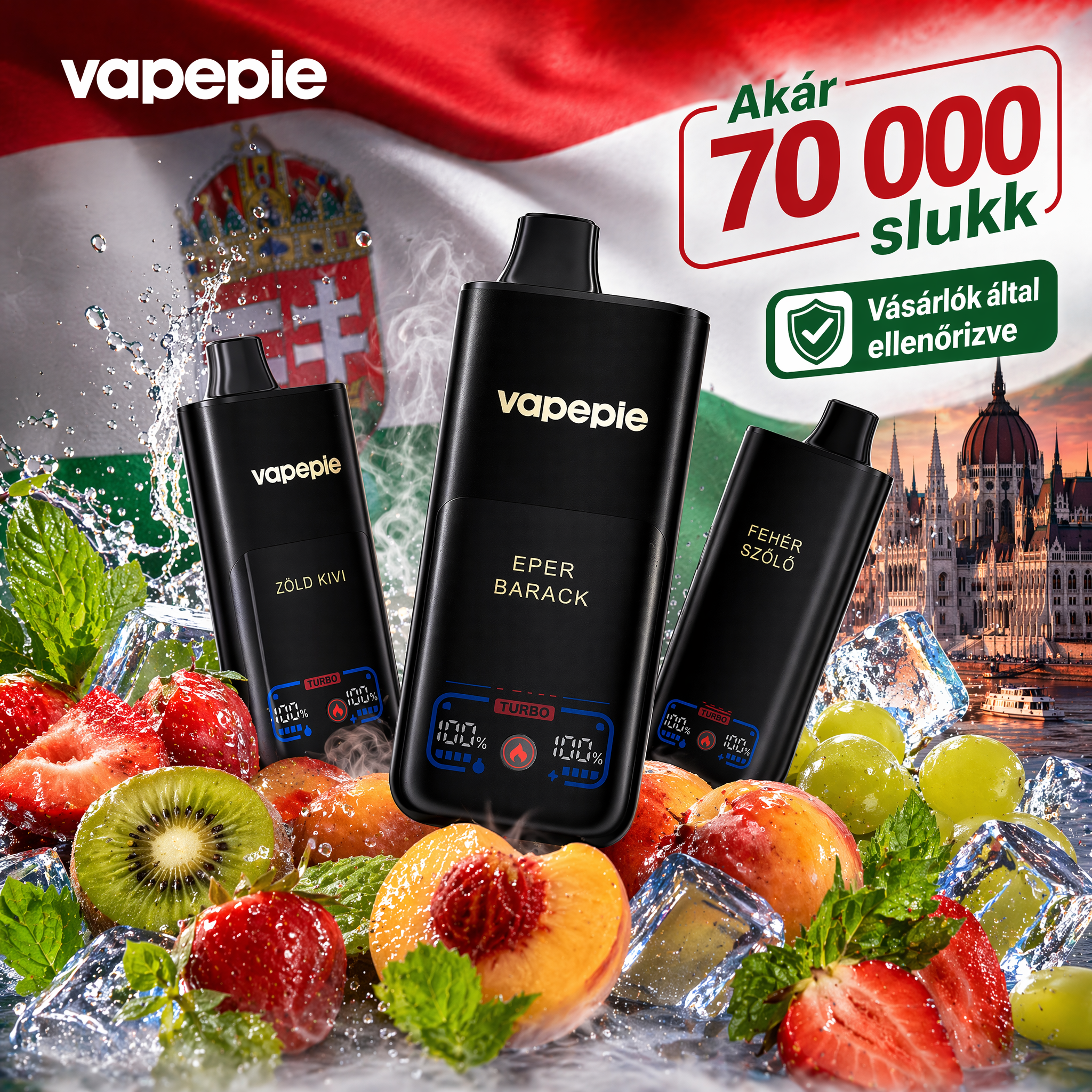 VAPEPIE Mega 70 000 Slukk – Obrovská oblaka a dlouhotrvající výkon