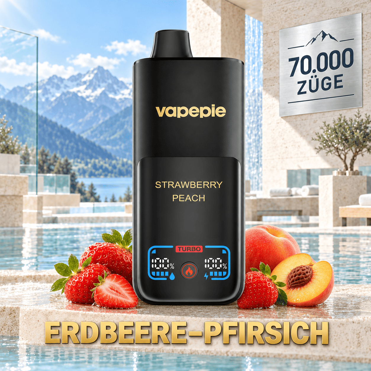 Vapepie Mega 70 000 Züge – wiederaufladbare elektronische Zigarette, verfügbar und speicherbar