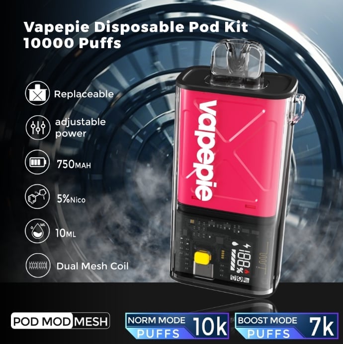 VAPEPIE Disposable Pod 10000 Šluků (8+1 sada) – tvůj nový oblíbenec je tady!