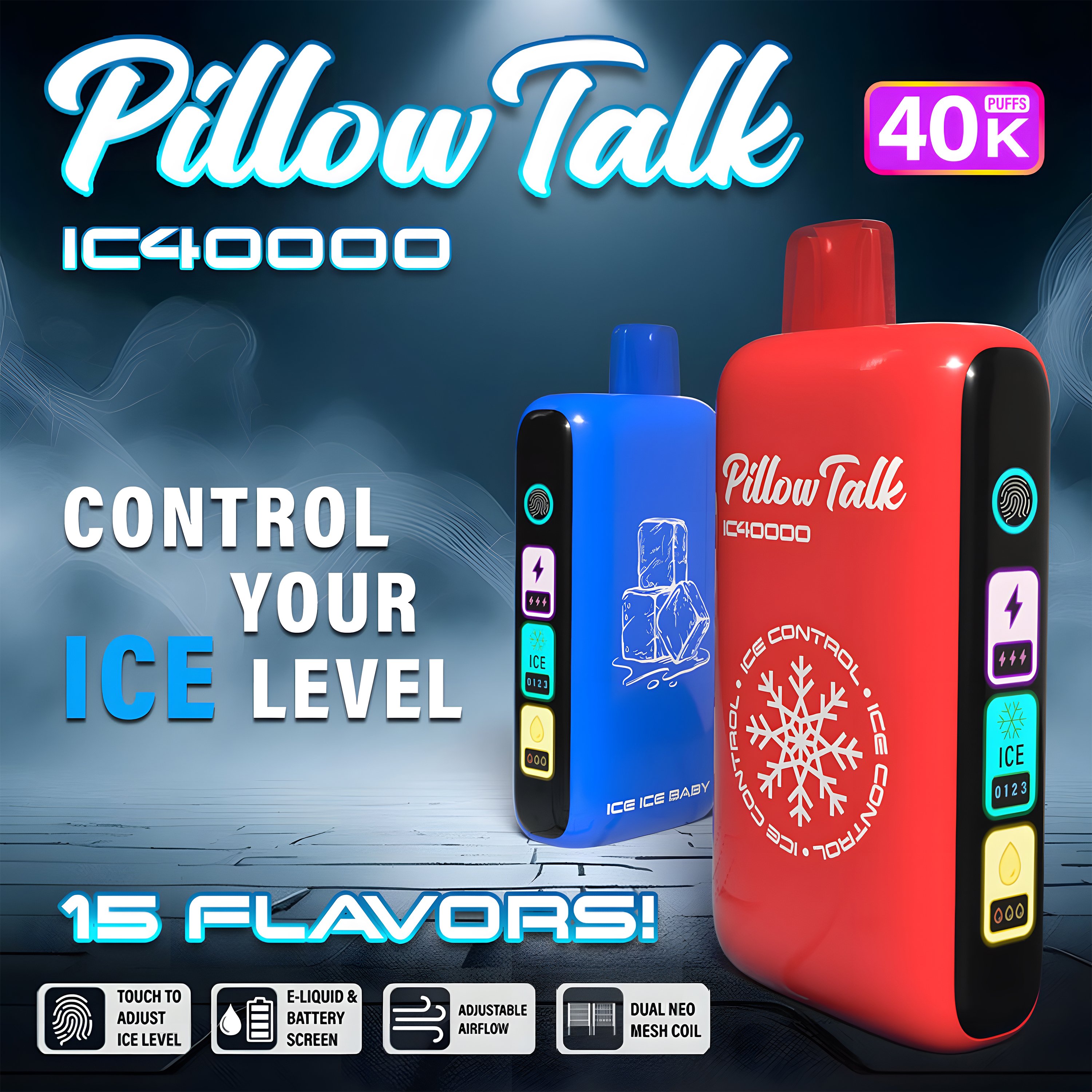 ❄️Pillow Talk ICE CONTROL 40000 PUFFS - Přizpůsobte si úroveň chlazení