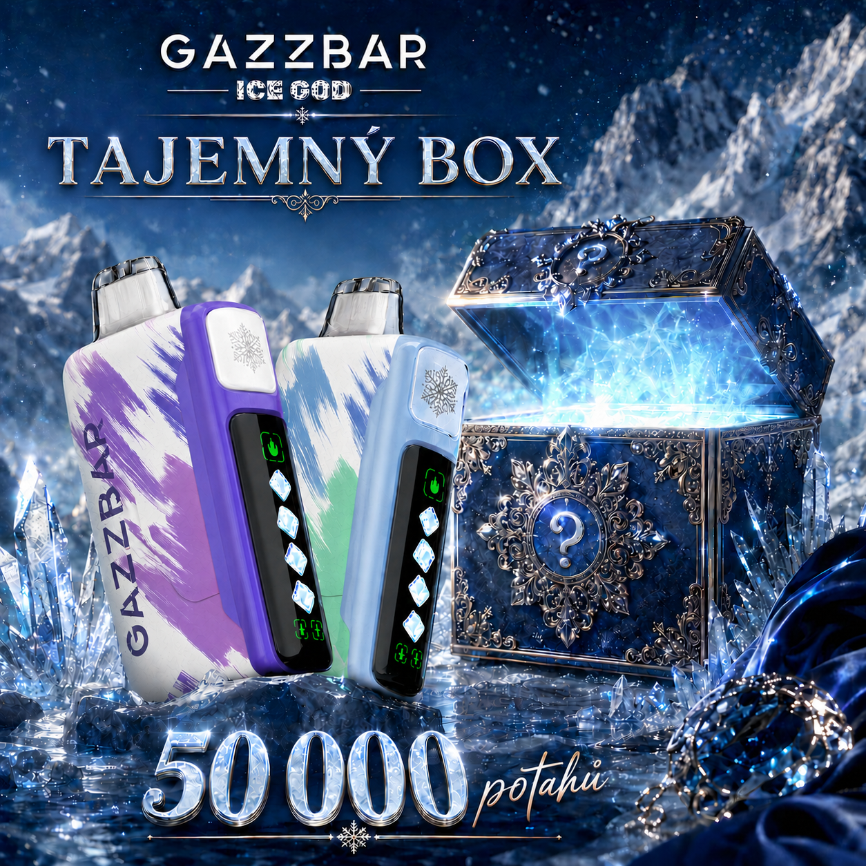 GAZZBAR ICE GOD 50 000 potahů – 5 úrovně nastavitelného chlazení