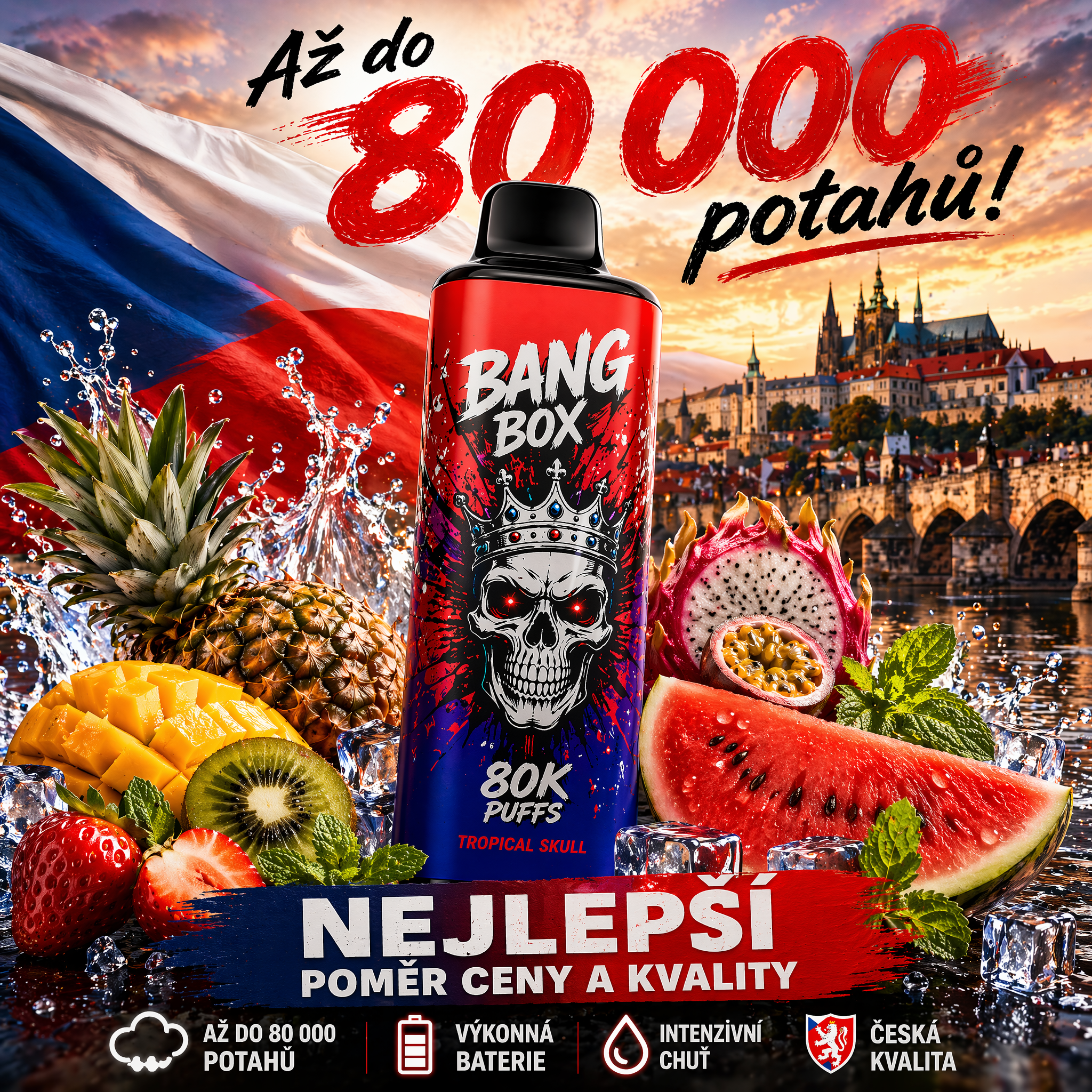 💥BANG BOX 80 000 potahů – jednorázové vape 3 v 1 s příchutí