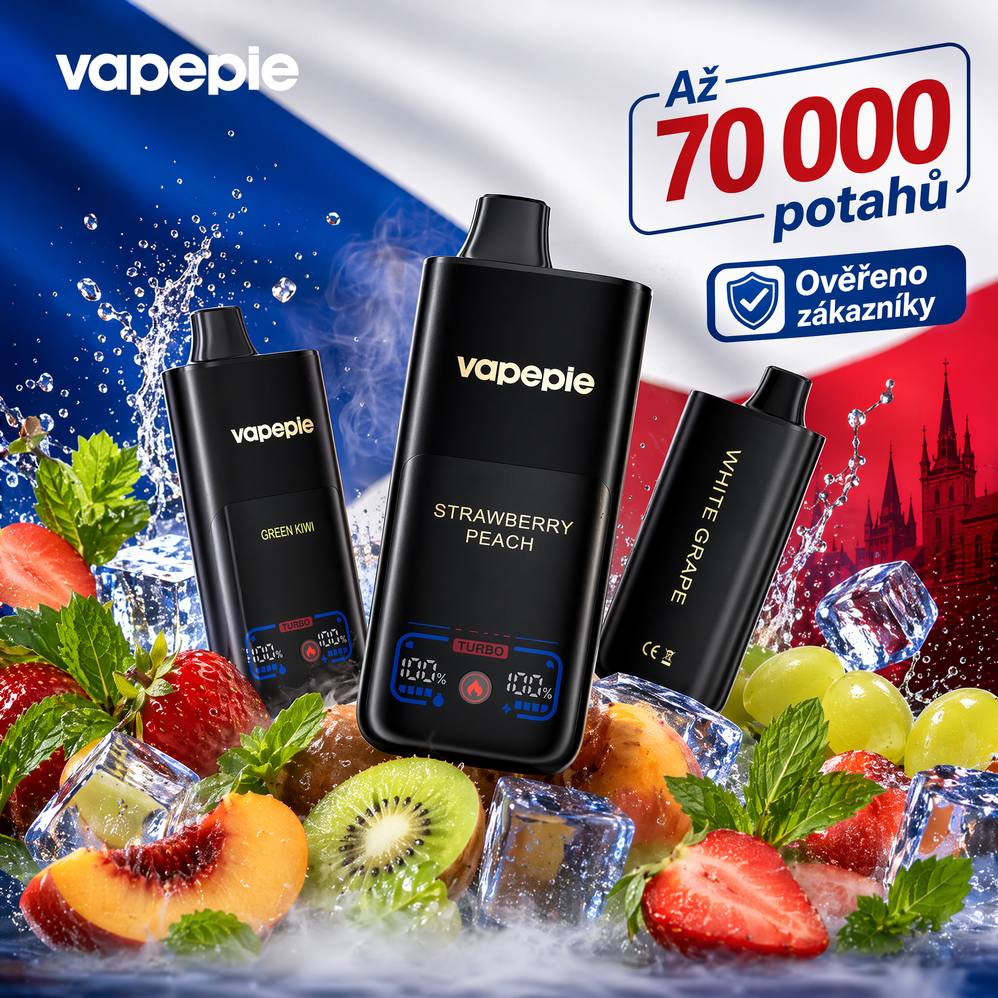 VAPEPIE Mega 70000 Potahů – Obří oblaka a dlouhotrvající výkon