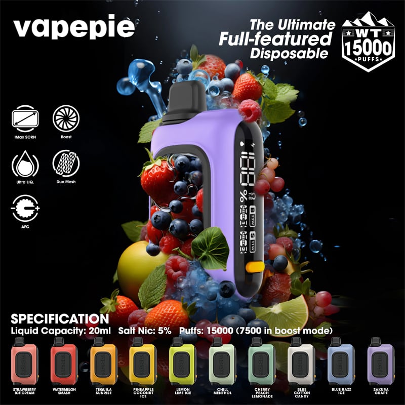💥Akcia 1+1 ZADARMO!🔥Blue Razz Ice & Vapepie RO 15000 PUFFS