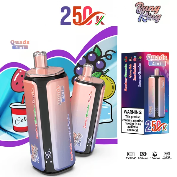 VAPSOLO-BANG KING 250 000 Potahů Quads 4v1 Příchutě​