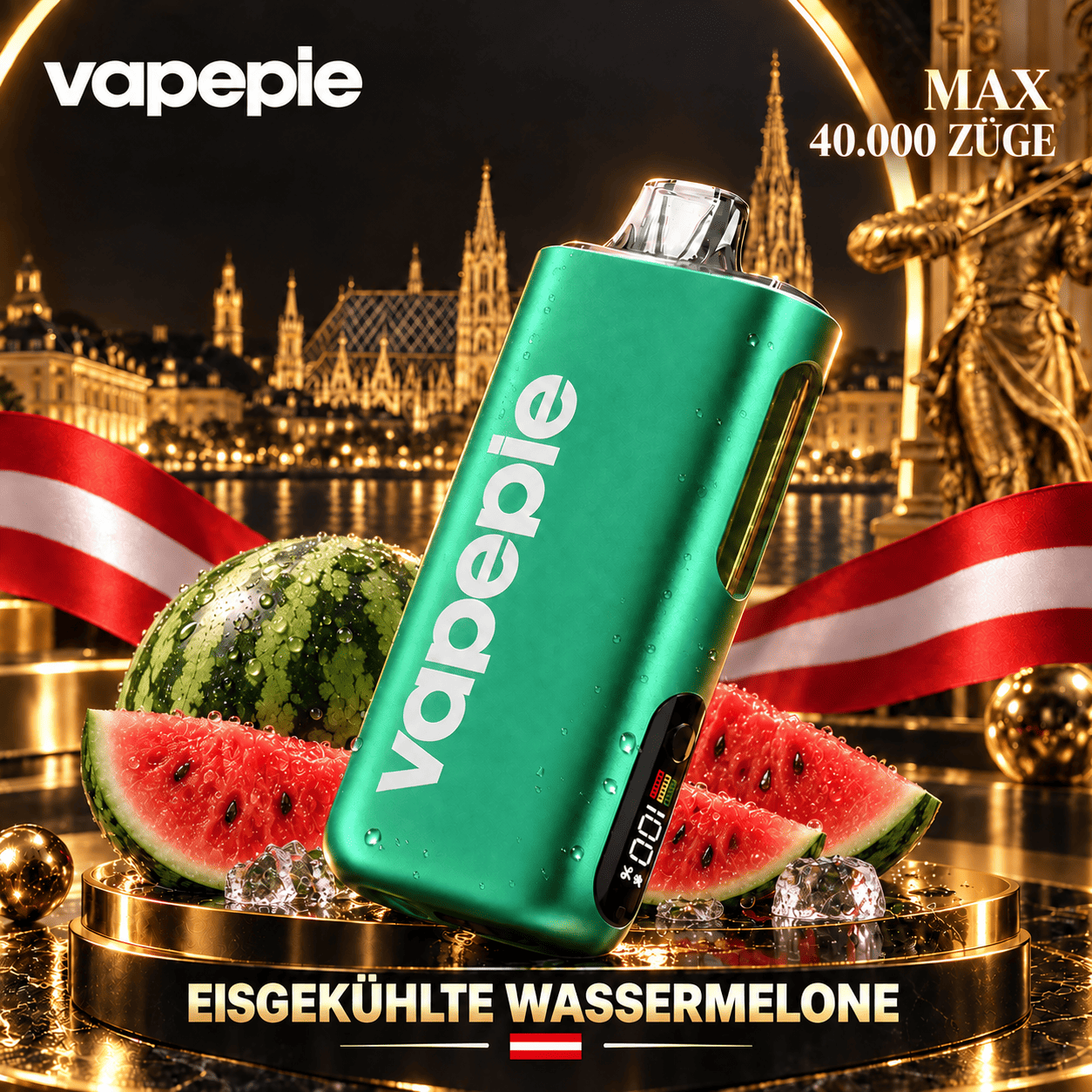 Vapepie Max 40 000 Züge – wiederaufladbare, wiederaufladbare elektronische Zigarette, verfügbar und speicherbar