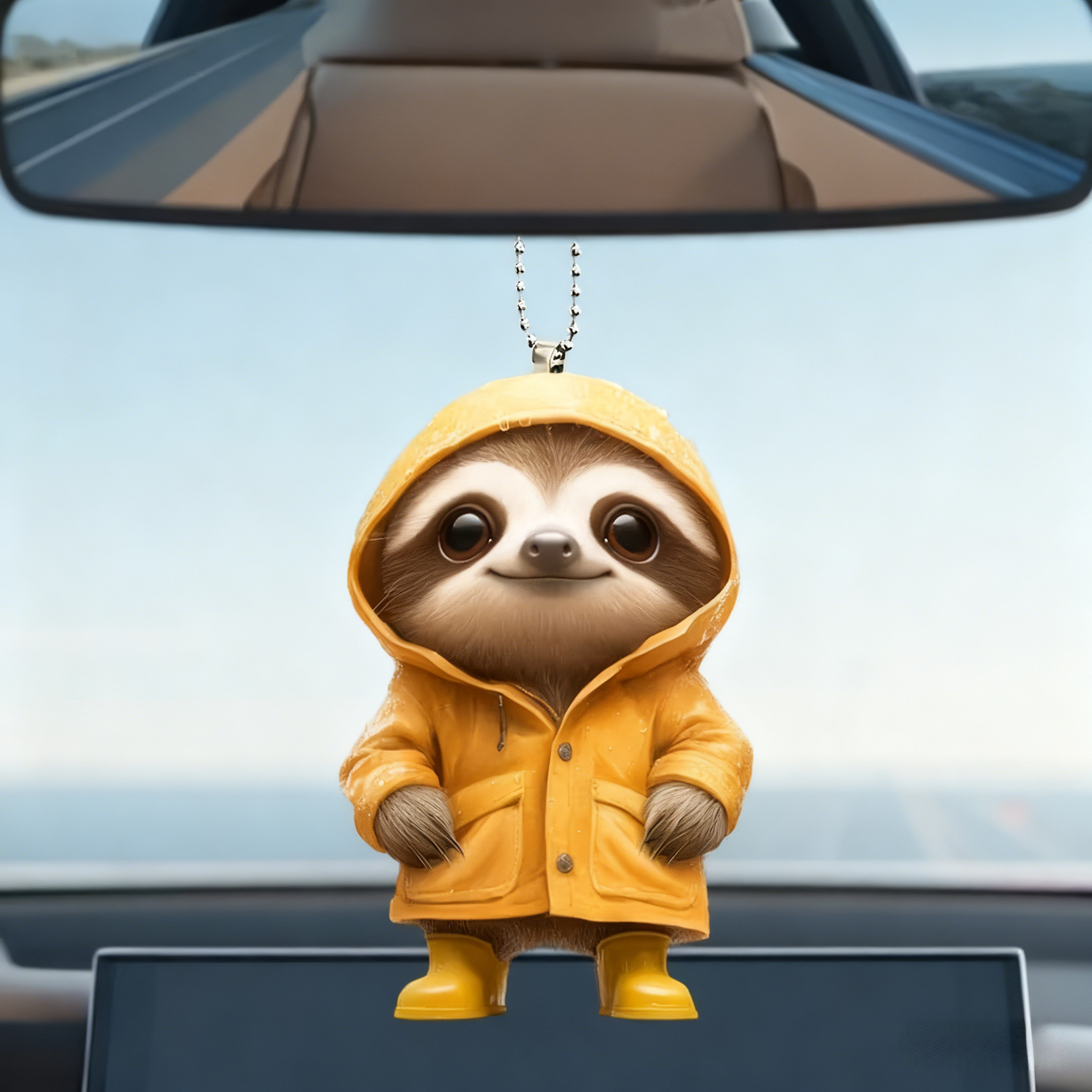 🦥💛 Adorable Sloth in Raincoat Pendant Ornament