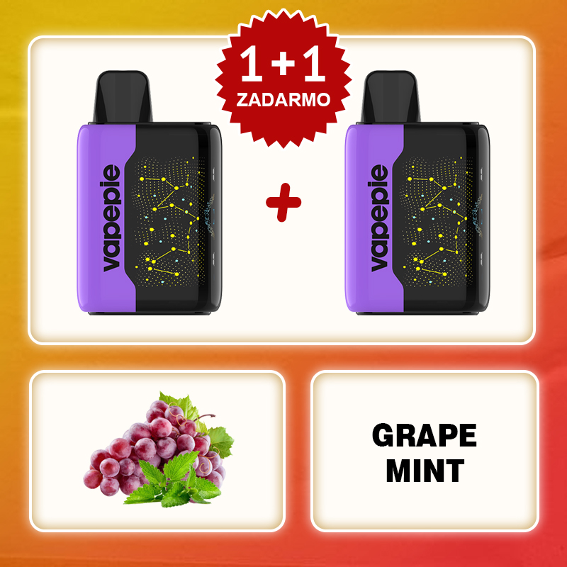 💥Akcia 1+1 ZADARMO!🔥Hroznové mäta & VAPEPIE 25000 PUFFS - Star Sky Curved Screen