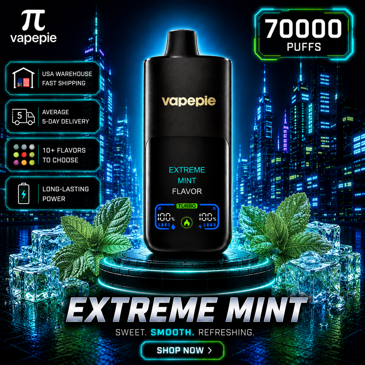 Extreme Mint | 70000 Puffs Rechargeable Disposable Vape