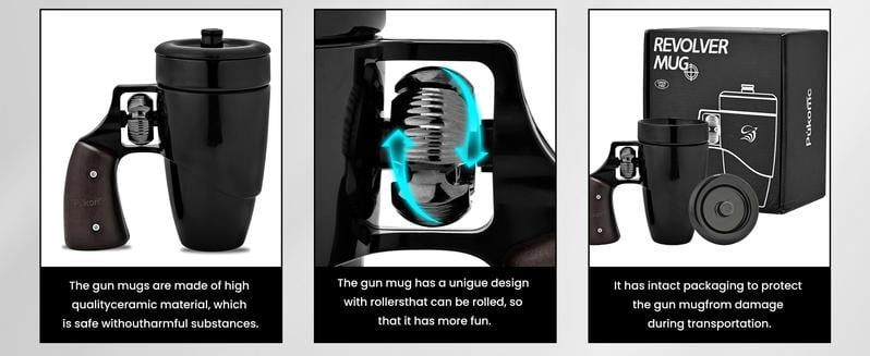 🔥LAST DAY 49% OFF - Gun Handle Coffee Mug with Rotatable Wooden Handle Gift Boxes