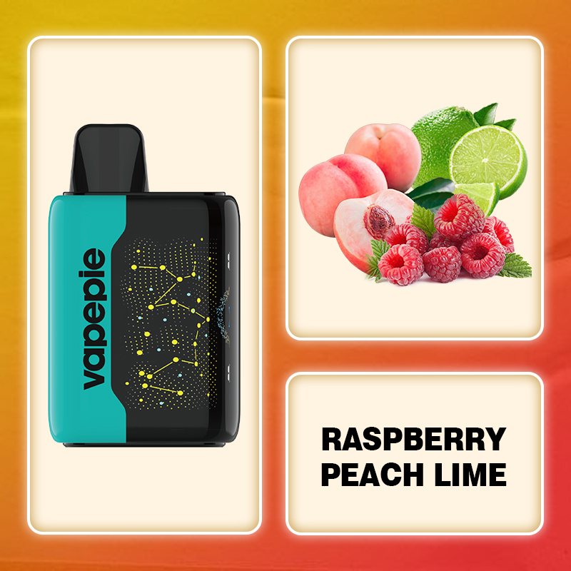 💥Akcia 1+1 ZADARMO!🔥Malina, Broskve A Limetka & VAPEPIE 25000 PUFFS - Star Sky Curved Screen