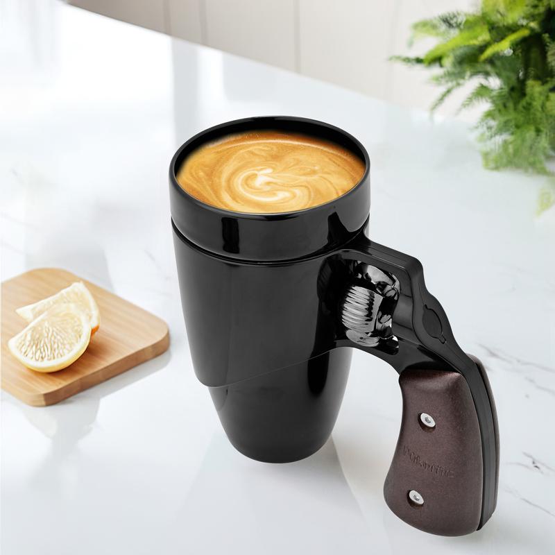 🔥LAST DAY 49% OFF - Gun Handle Coffee Mug with Rotatable Wooden Handle Gift Boxes